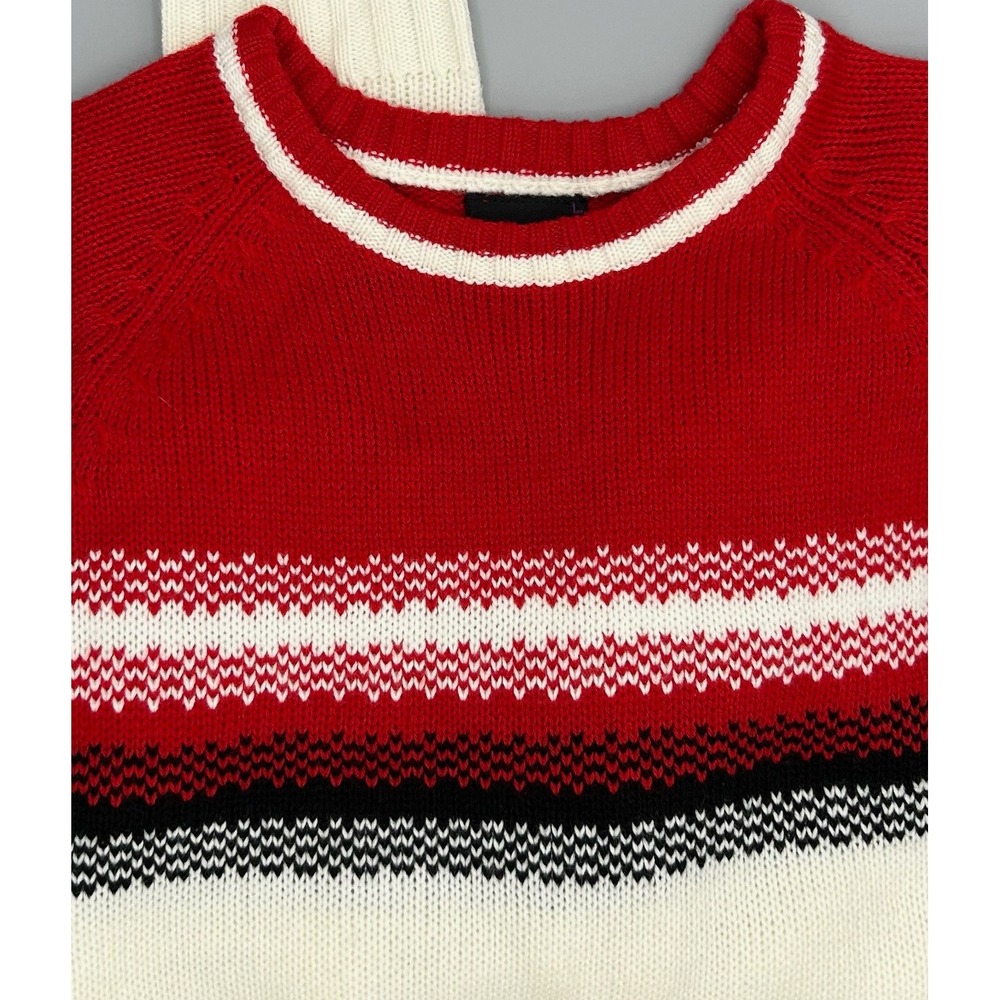 Southpole Womens Y2K Crew Neck Sweater Red White Black Acrylic Size L‎